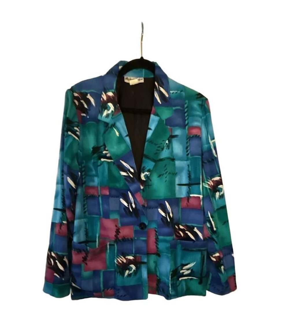Michael Taylor Vintage 80s Pop Print Blazer Colorful